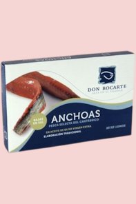 Cantabrian Anchovies Don Bocarte in Olive Oil, Low-salt (120 gr - 10/12 fillets)