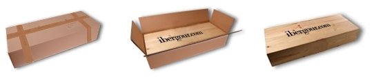 Wooden gift box, inside a white cardboard box