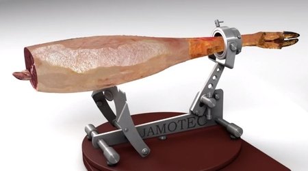 Jamon resting on the stand bracket