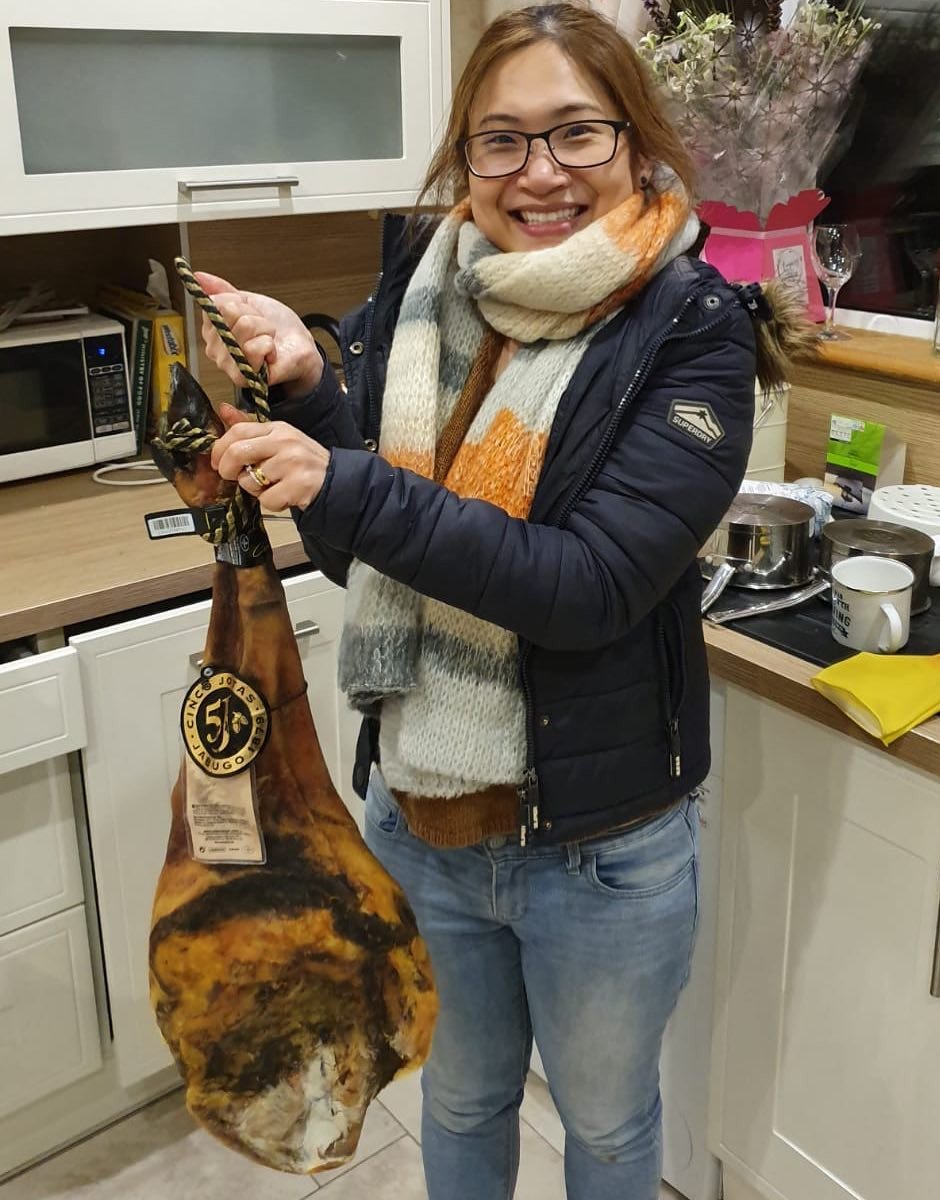 Surprise wedding present all the way from #spain. Thanks so much @roddycons and @marta_warmandwild . #jamoniberico #jamon #legofham #iberico #ibergour #howdoicutit #cantwaittotasteit #ham @calum.fraser.969
