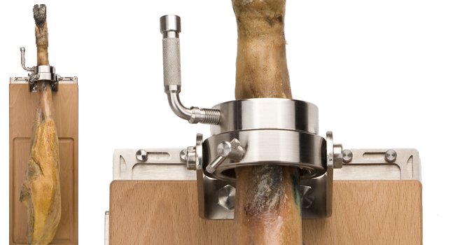 Ham holder anchored in the wall